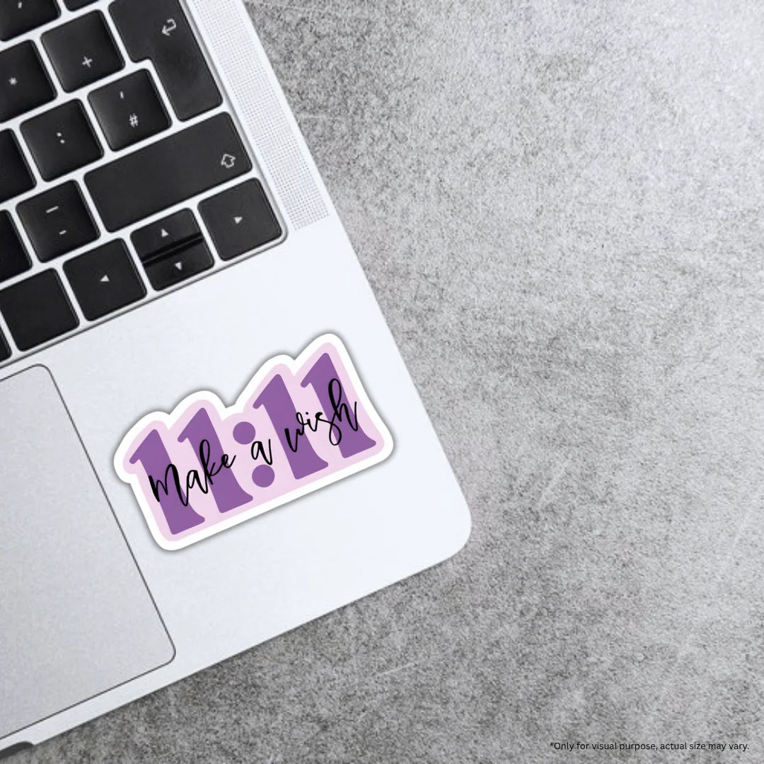 11:11 Wish sticker featuring a manifestation and positive energy design, premium printing, waterproof quality and scratch-resistant finish