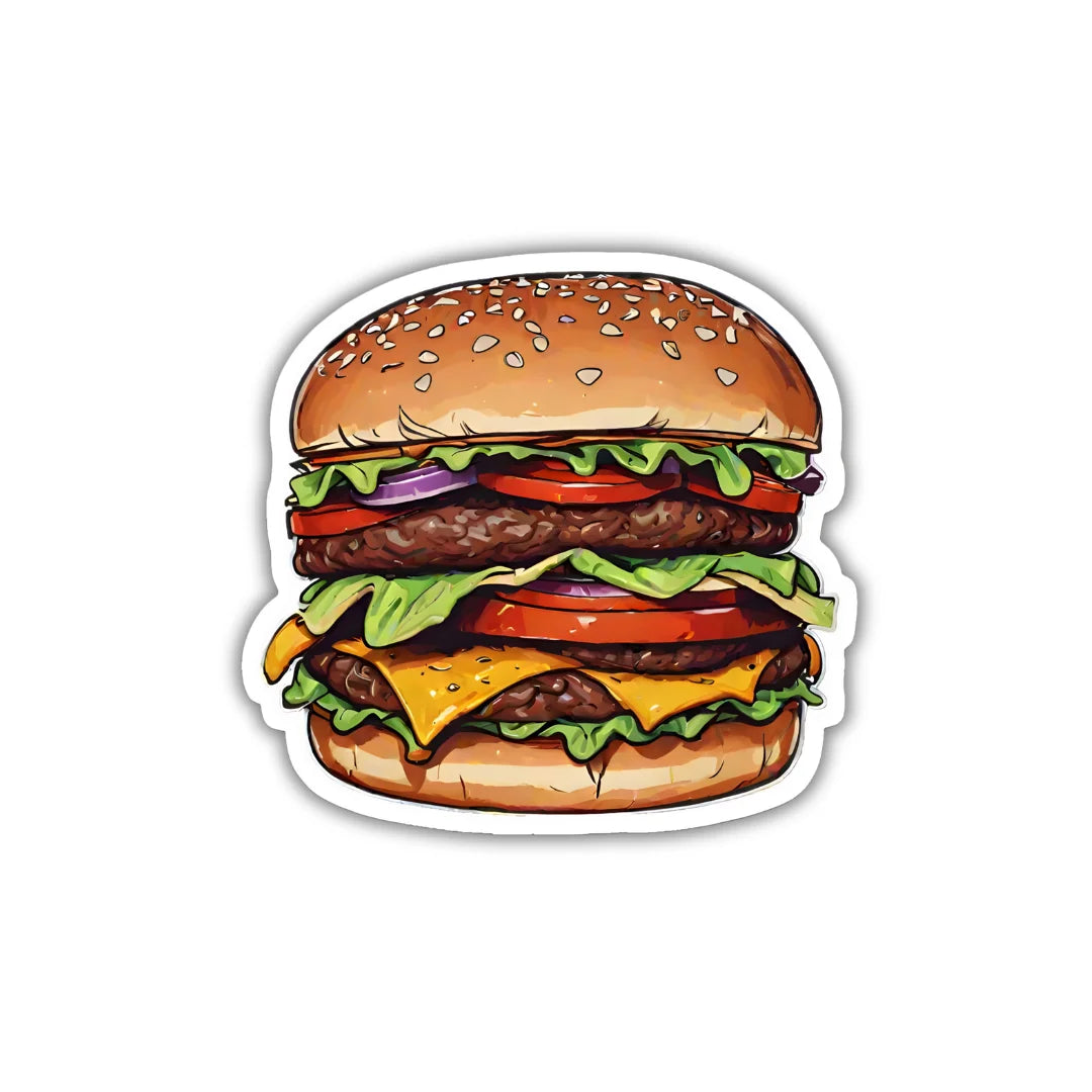 2 Patty Burger design sticker with stylish high-quality printing, durable finish and zero-residue removal by Drache