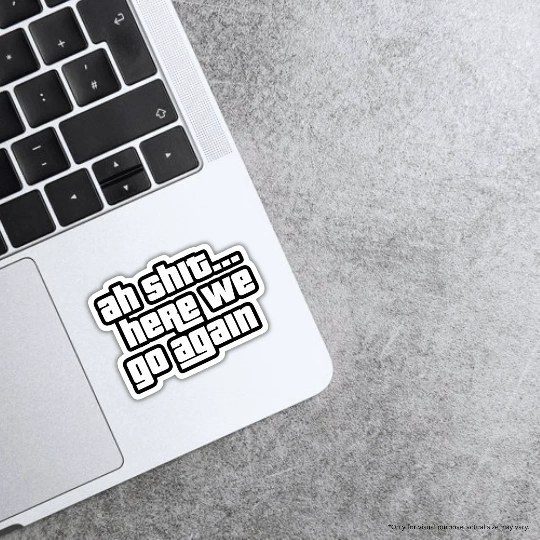 AH Shit GTA SA sticker featuring a retro gaming design, premium printing, waterproof quality and scratch-resistant finish
