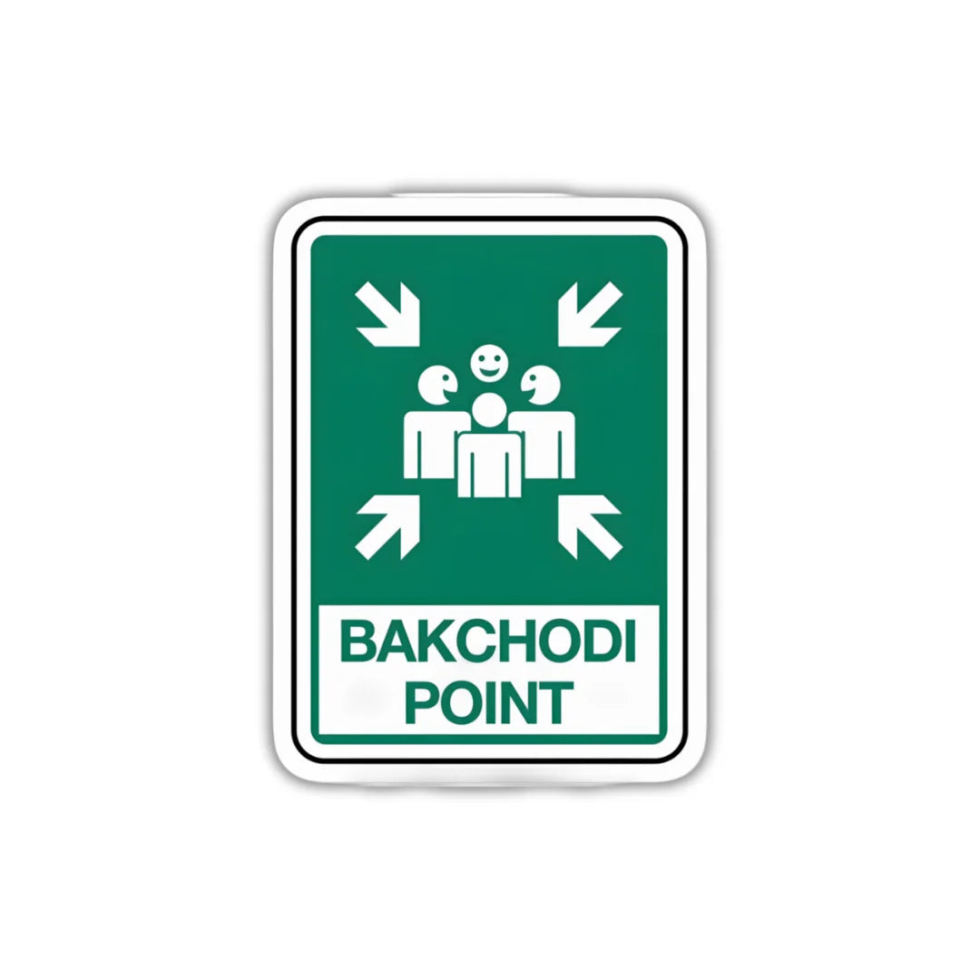 Backchodi Point sticker featuring a bold and humorous Hindi statement design, premium printing, waterproof quality and scratch-resistant finish