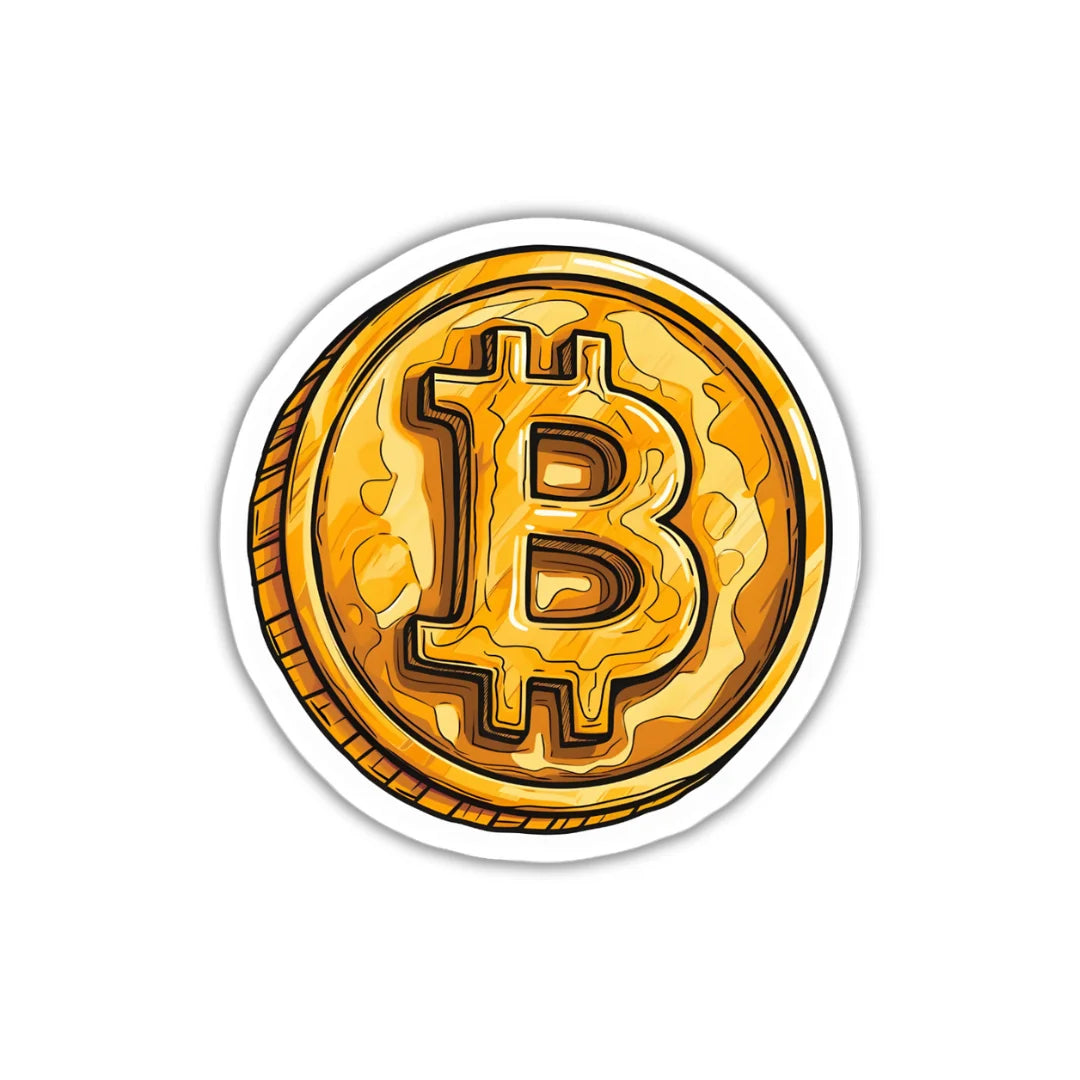 Bitcoin design sticker with stylish high-quality printing, durable finish and zero-residue removal by Drache