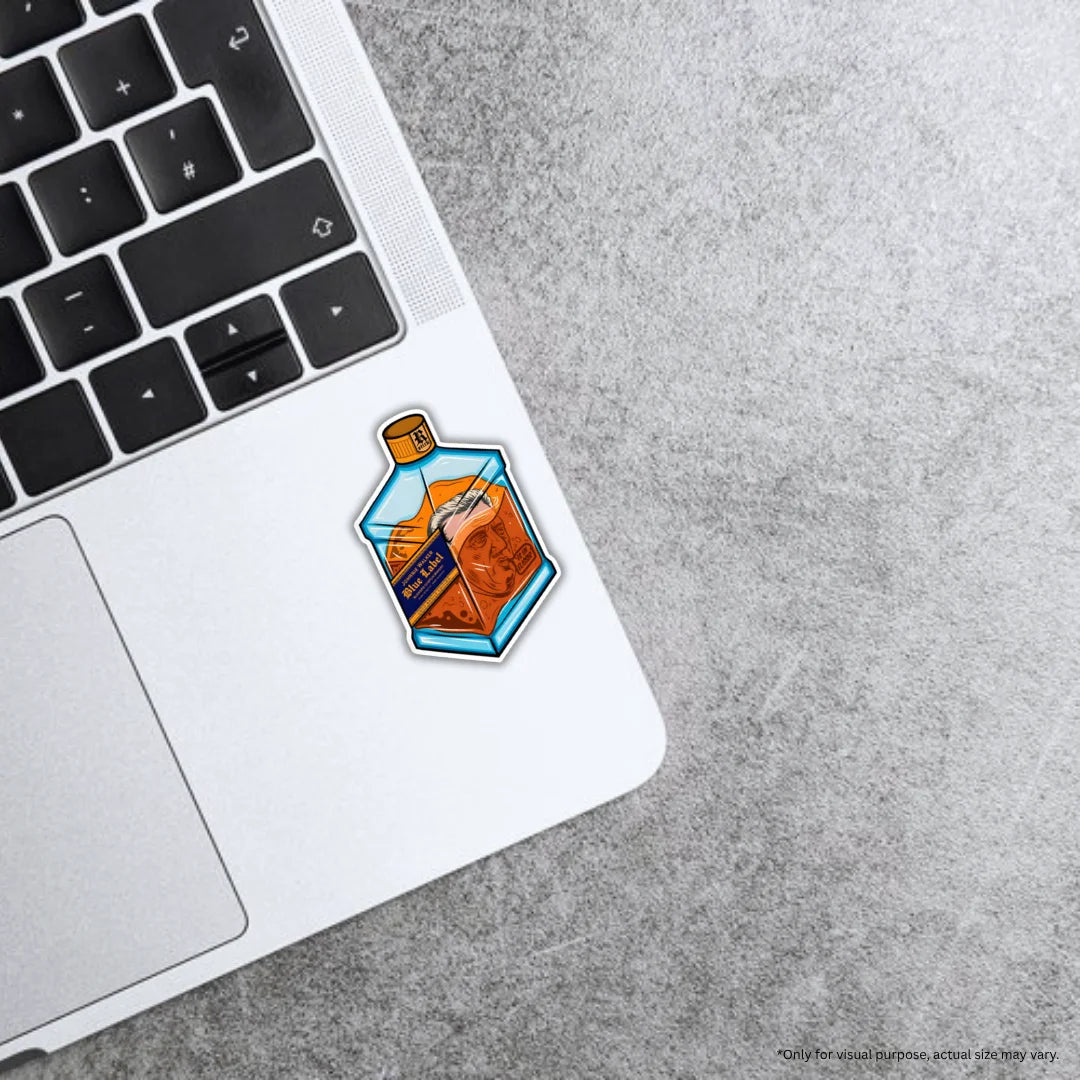 Blue Label design sticker with stylish high-quality printing, durable finish and zero-residue removal by Drache
