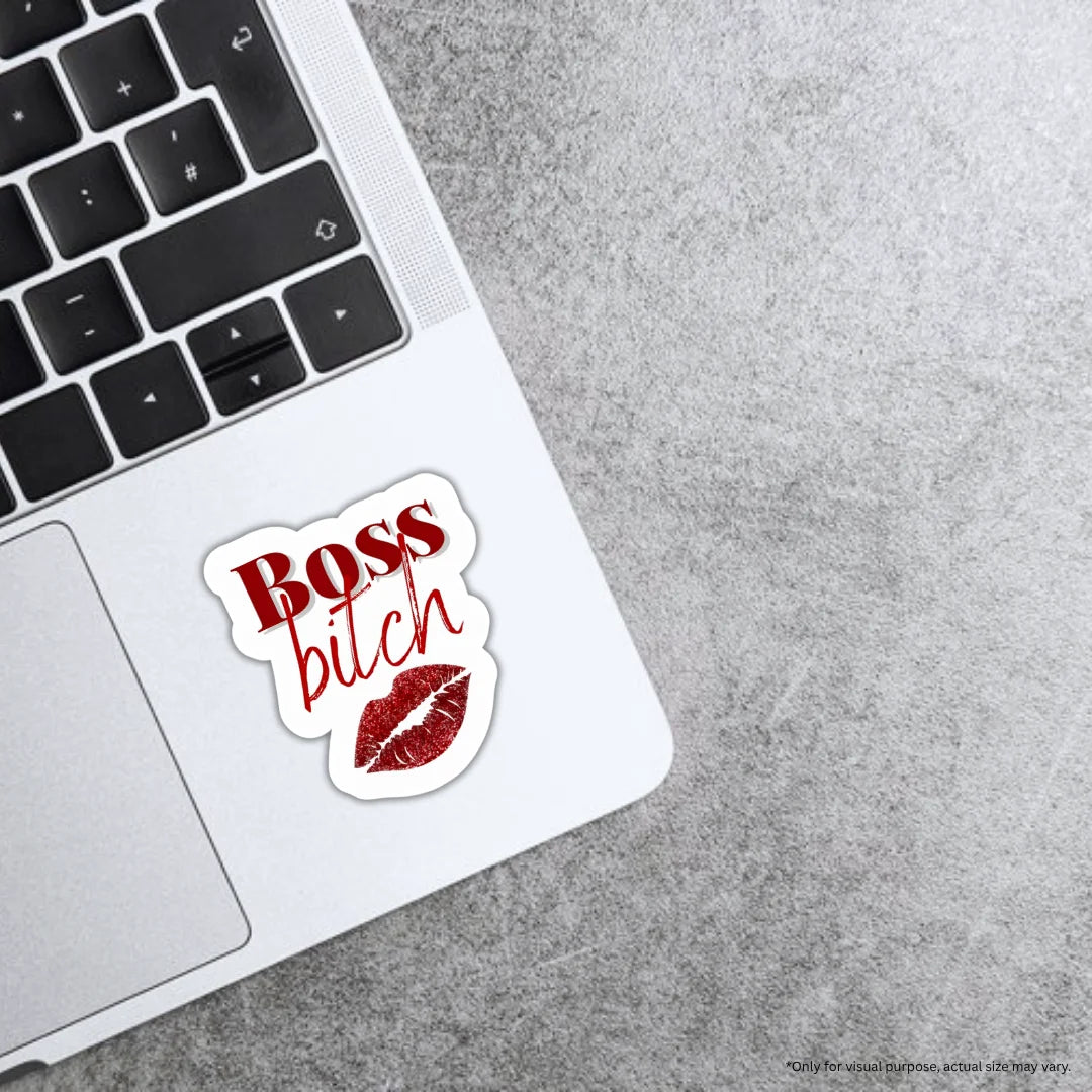 Boss Bitch sticker featuring a bold feminine attitude design, premium printing, waterproof quality and scratch-resistant finish