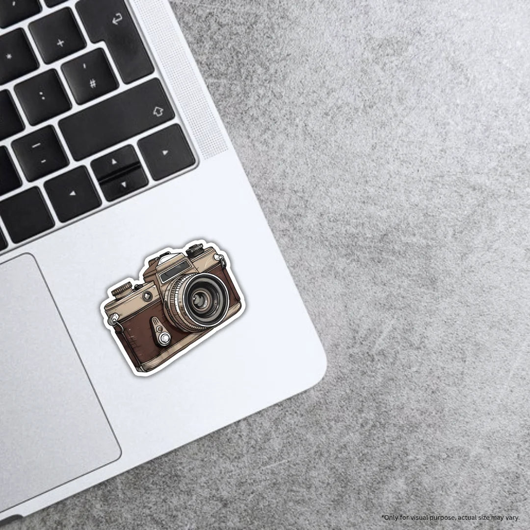 Camera-themed sticker with premium quality printing, waterproof performance and scratch-resistant finish by Drache