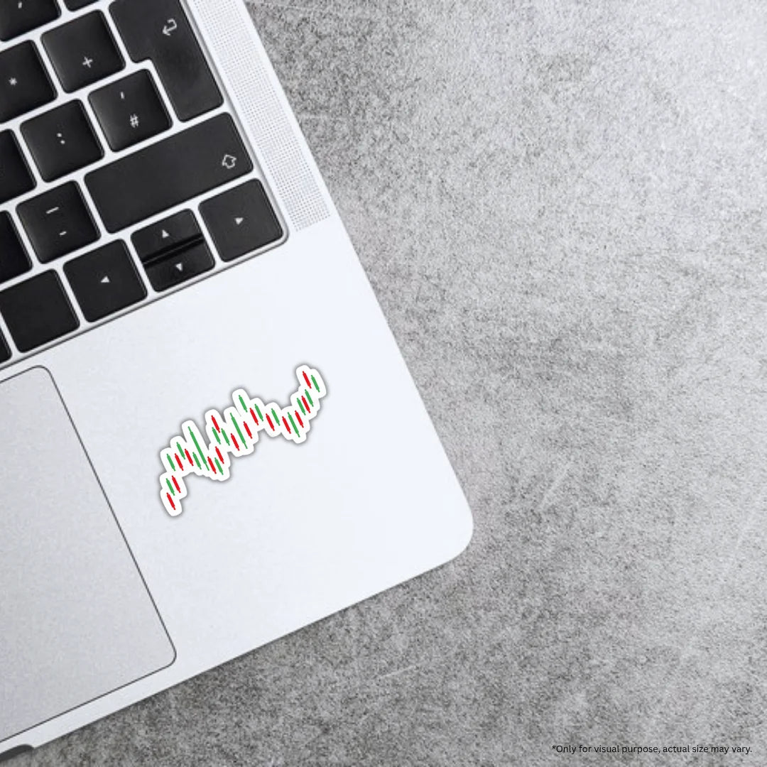 Candlestick Pattern sticker featuring a stock market chart design, premium printing, waterproof quality and scratch-resistant finish