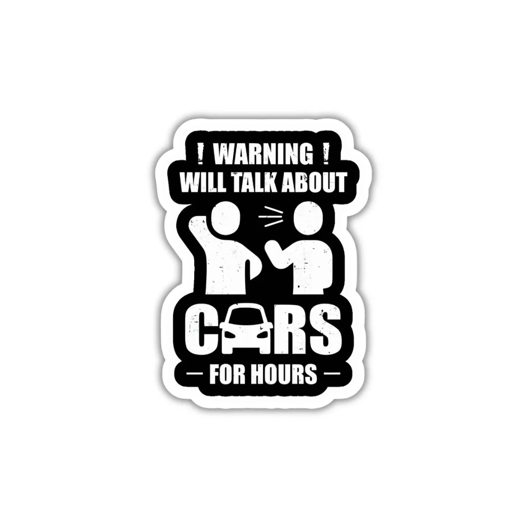 Car Lover Talker sticker featuring an automotive enthusiast design, premium printing, waterproof quality and scratch-resistant finish