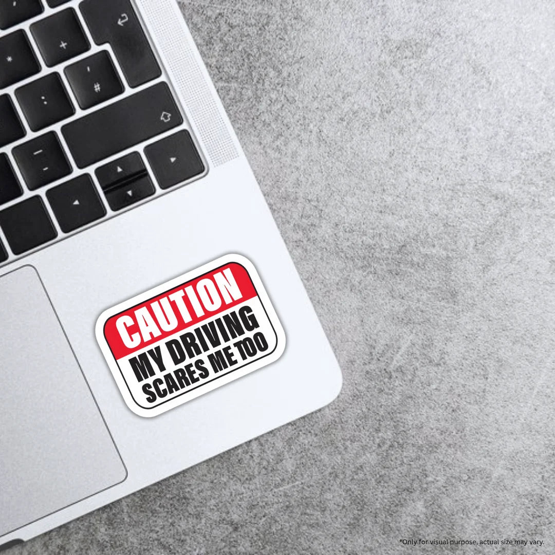 Caution Warning sticker featuring a bold safety sign design, premium printing, waterproof quality and scratch-resistant finish