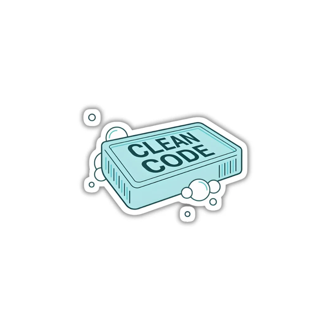 Clean Code Soap design sticker with crisp high-quality printing, durable finish and zero-residue removal by Drache