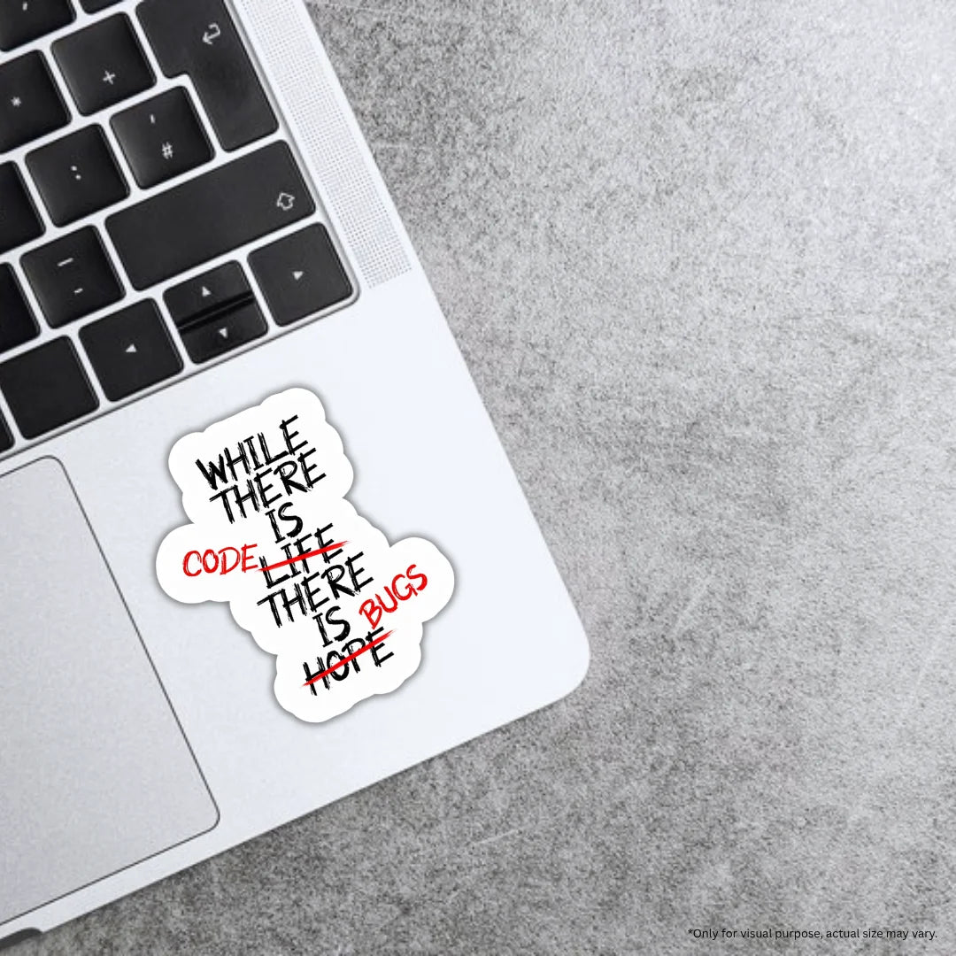 Code = Bugs developer sticker with crisp high-quality printing, durable finish and zero-residue removal by Drache