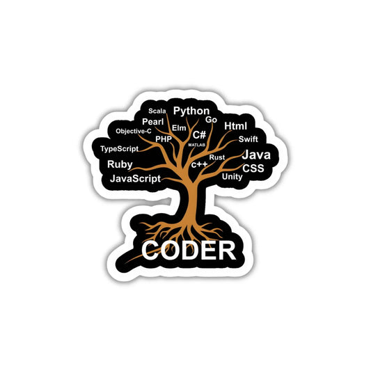 Coder Tree design sticker with detailed high-quality printing, durable finish and zero-residue removal by Drache