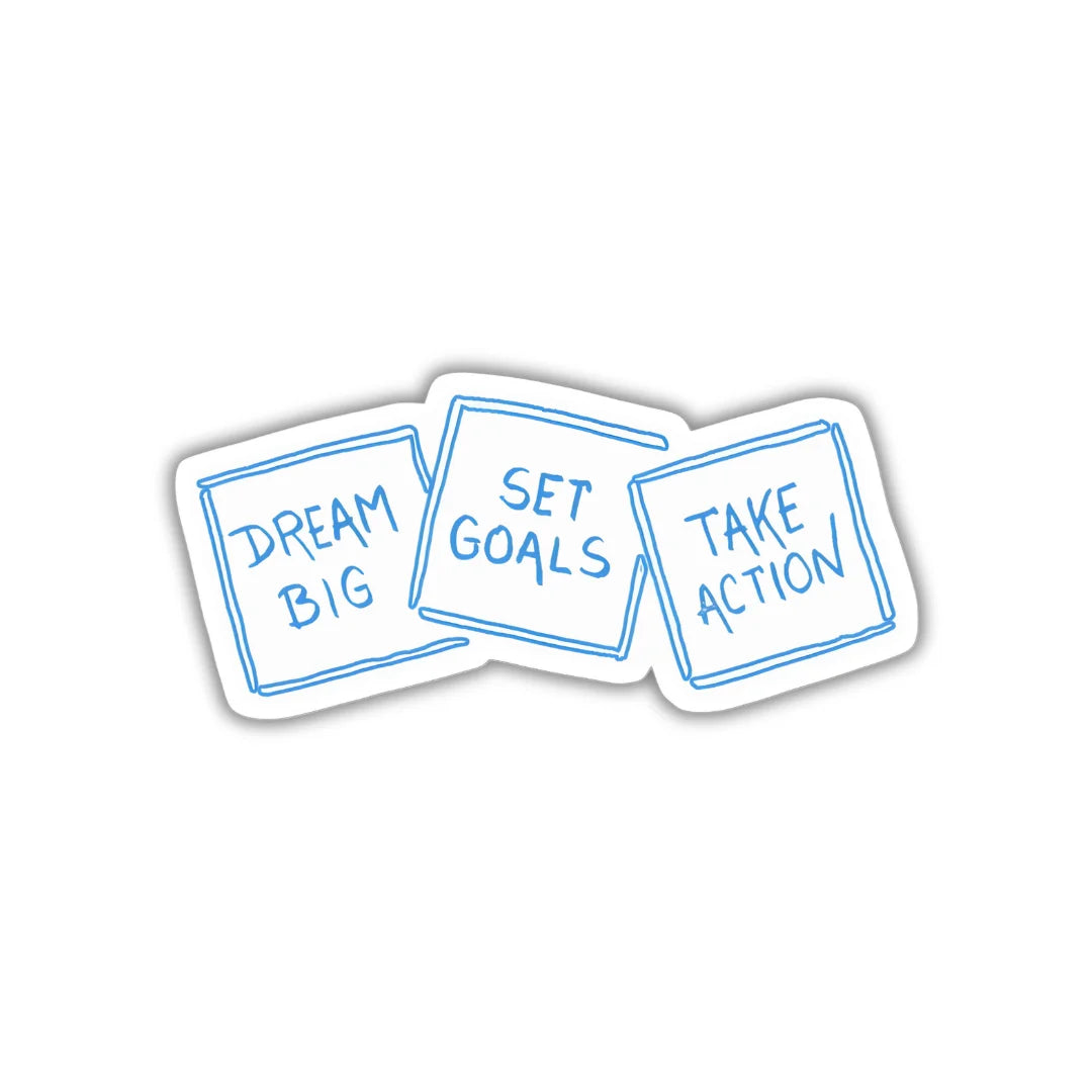 Dreams & Actions quote design sticker with stylish high-quality printing, durable finish and zero-residue removal by Drache
