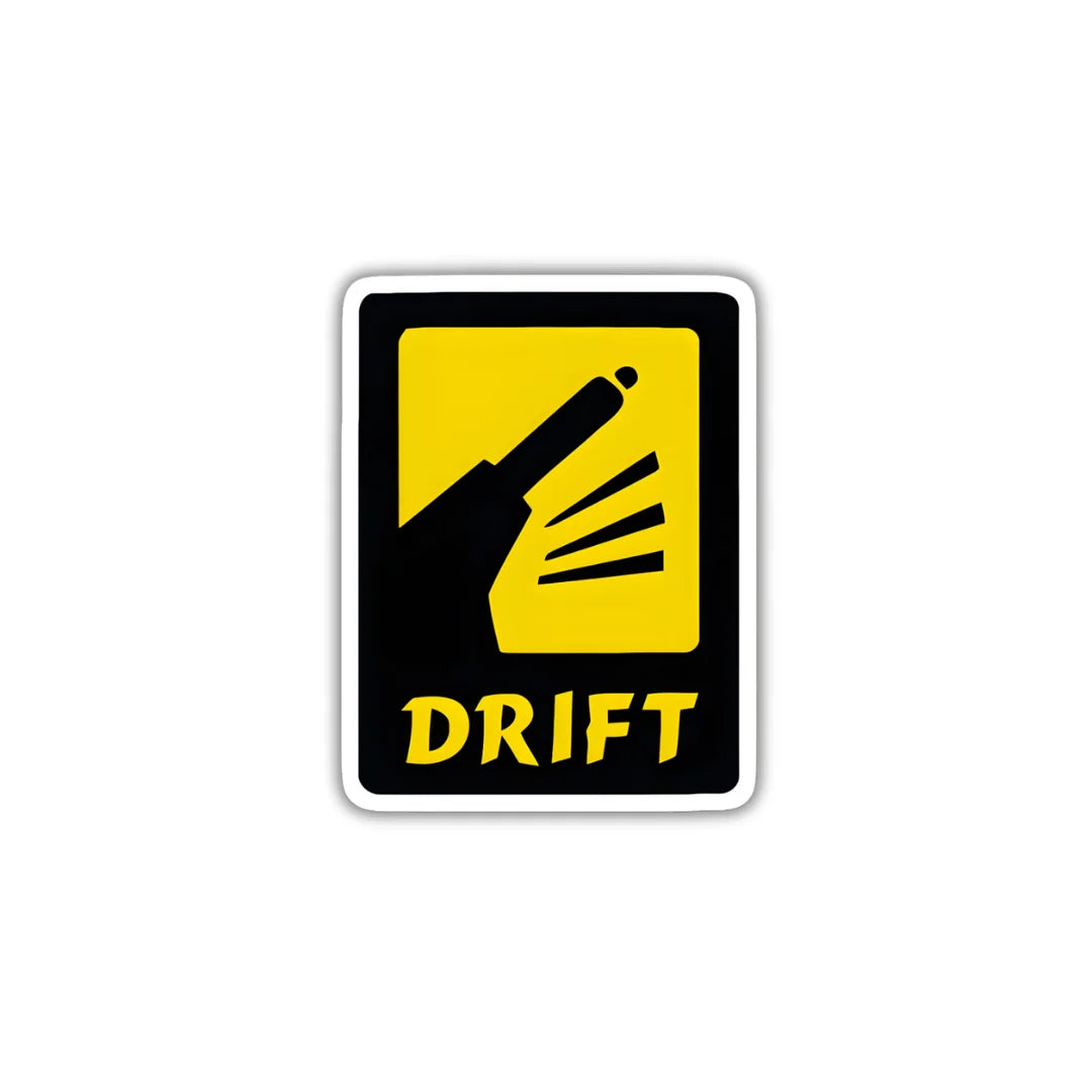 Drift Warning design sticker with stylish high-quality printing, durable finish and zero-residue removal by Drache