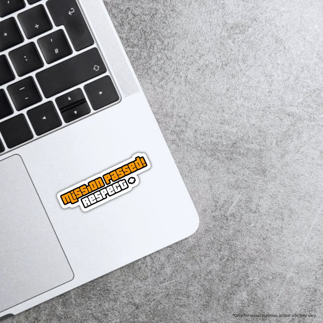 GTA Mission Passed design sticker with stylish high-quality printing, durable finish and zero-residue removal by Drache