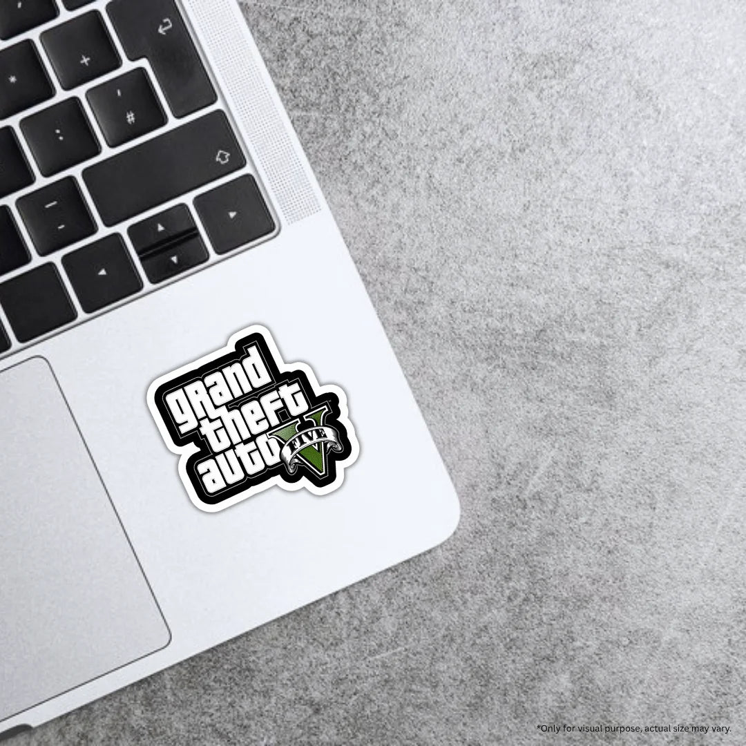 GTA V Logo design sticker with stylish high-quality printing, durable finish and zero-residue removal by Drache