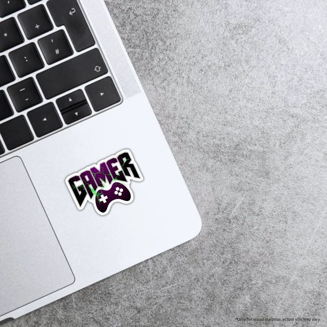 Gamer sticker featuring a bold gaming and gamer-themed design, premium printing, waterproof quality and scratch-resistant finish