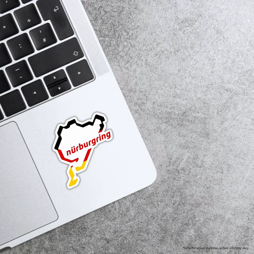 German Track sticker featuring a bold German automotive and racing-inspired design, premium printing, waterproof quality and scratch-resistant finish