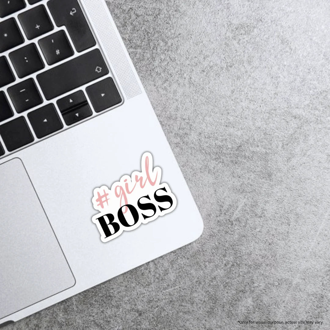 Girl Boss sticker featuring a bold feminine and motivational design, premium printing, waterproof quality and scratch-resistant finish