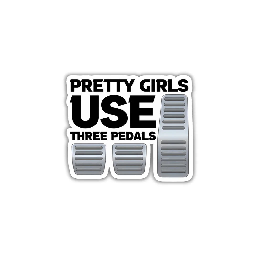 Girls Use Pedals sticker featuring a fun cycling and feminine-themed design, premium printing, waterproof quality and scratch-resistant finish