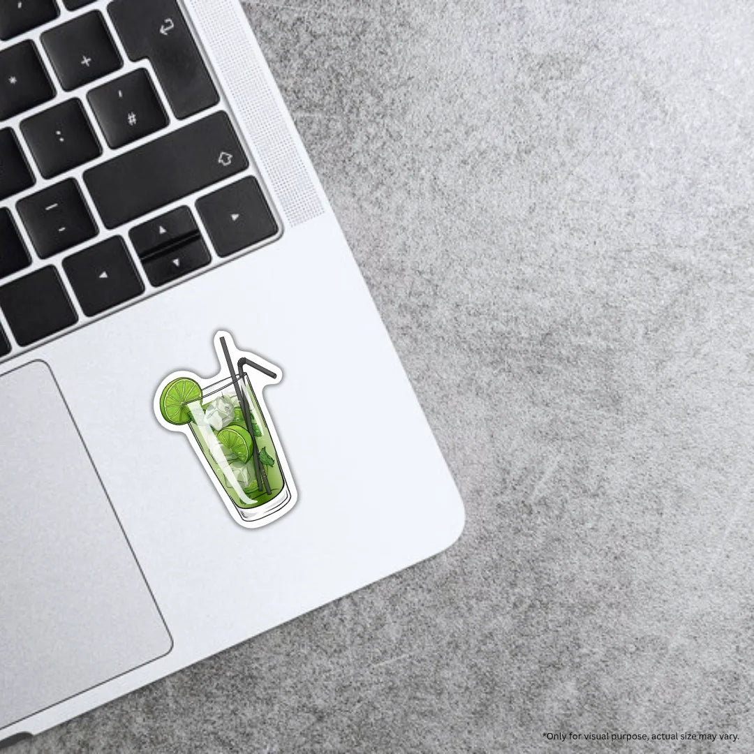 Green Mojito sticker featuring a refreshing beverage-inspired design, premium printing, waterproof quality and scratch-resistant finish