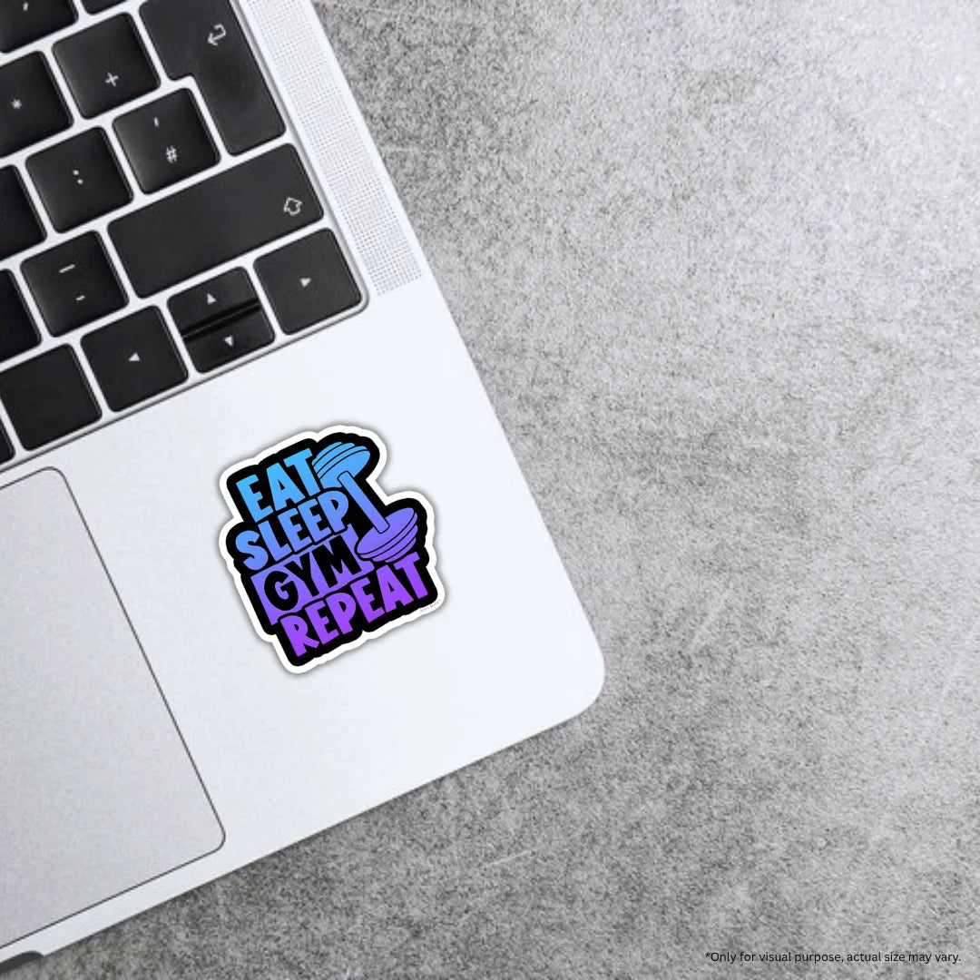 Gym Routine sticker featuring a bold workout and fitness-themed design, premium printing, waterproof quality and scratch-resistant finish
