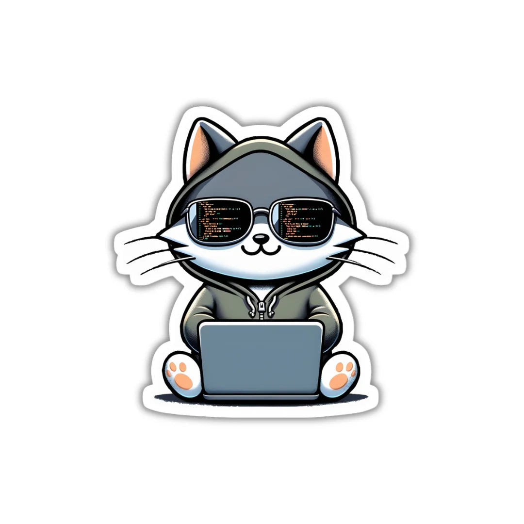 Hacker Cat design with high-quality printing, durable finish and zero-residue removal by Drache