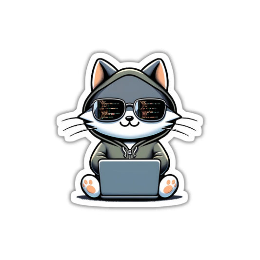 Hacker Cat design with high-quality printing, durable finish and zero-residue removal by Drache