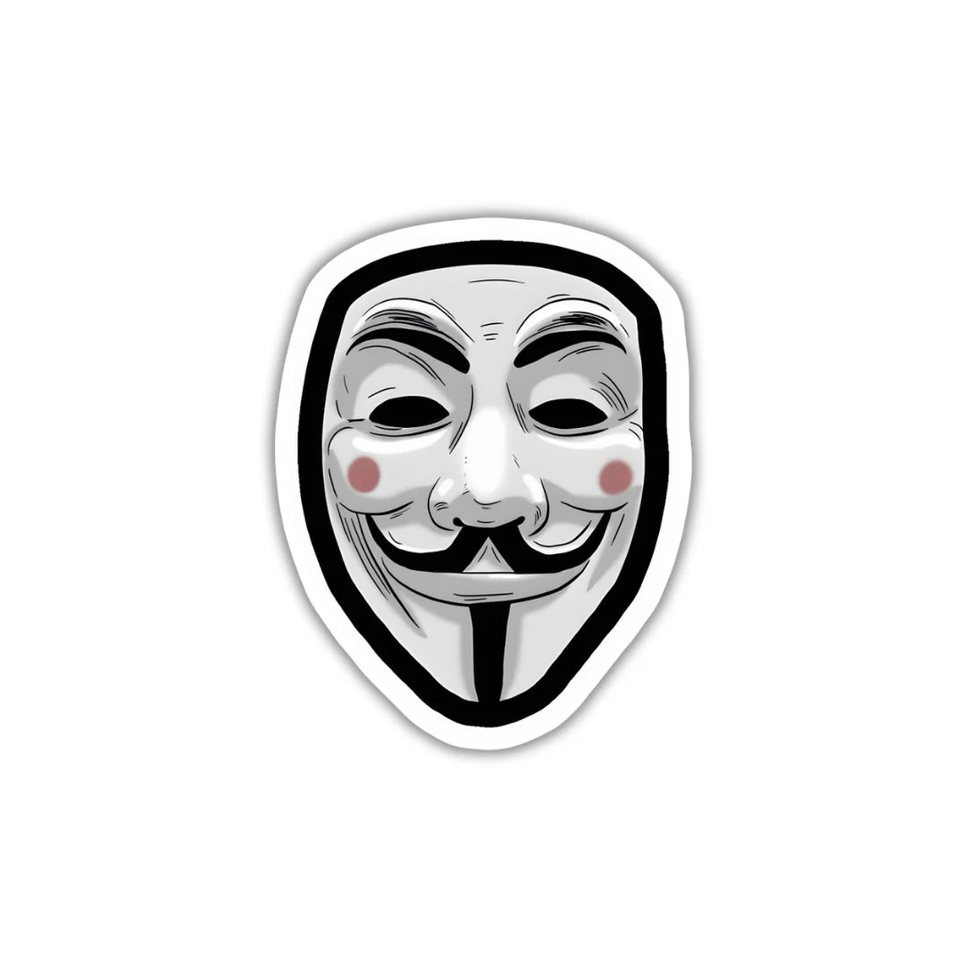 Hacker Face design sticker with durable finish, high-quality printing and zero-residue removal by Drache