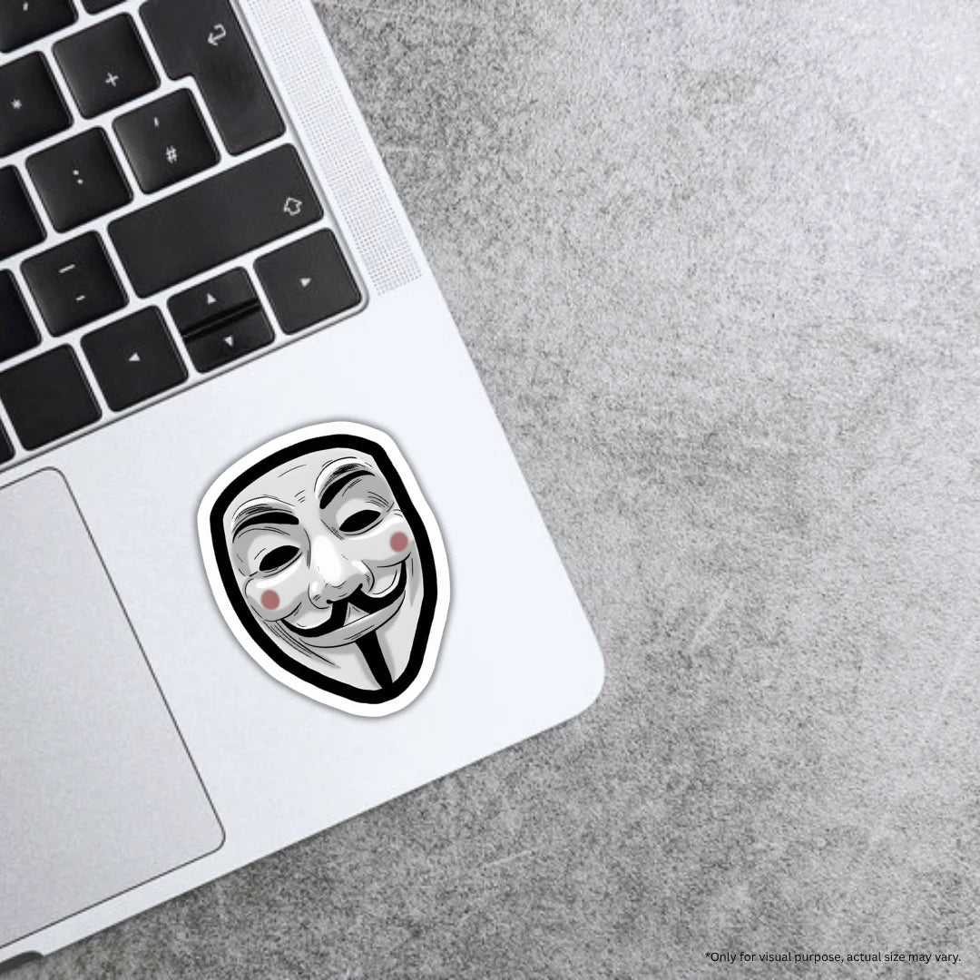 Hacker Face sticker featuring premium printing, waterproof quality and scratch-resistant finish by Drache