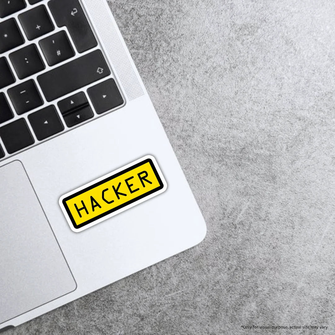 Hacker-themed sticker with a bold tech aesthetic, premium printing, waterproof quality and scratch-resistant finish