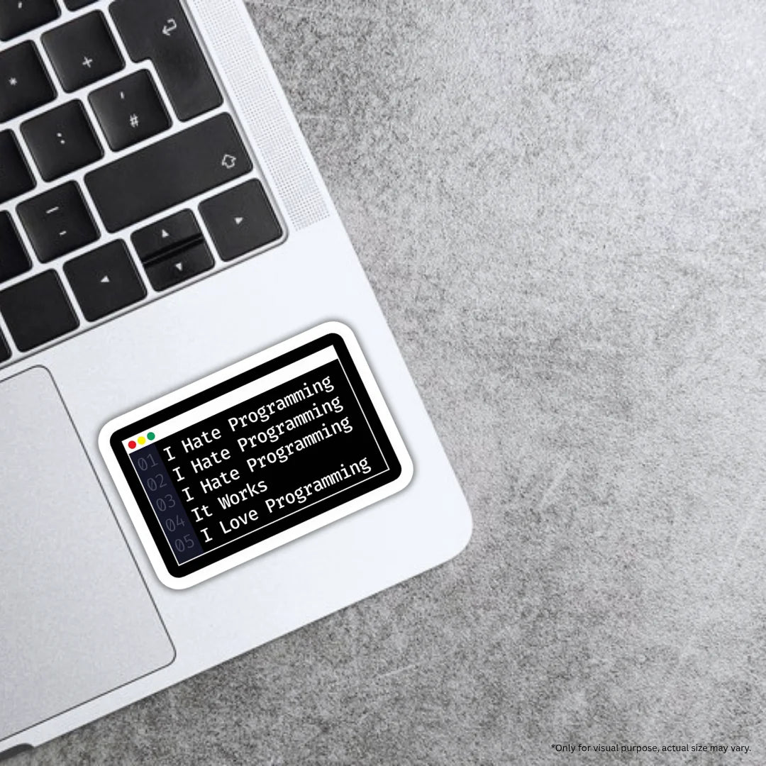 I Hate Programming tech sticker with crisp high-quality printing, durable finish and zero-residue removal by Drache