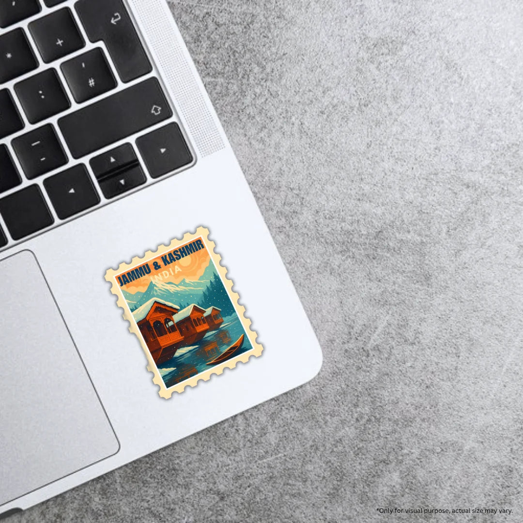 Jammu Kashmir Postcard sticker with premium printing, waterproof quality and scratch-resistant finish by Drache