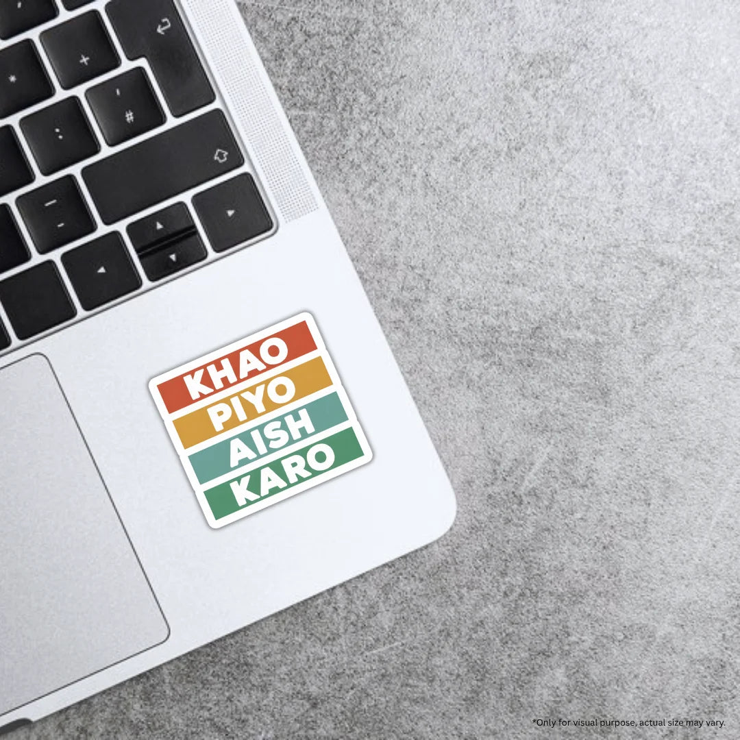 Khao Piyo Aish Karo design sticker with stylish high-quality printing, durable finish and zero-residue removal by Drache