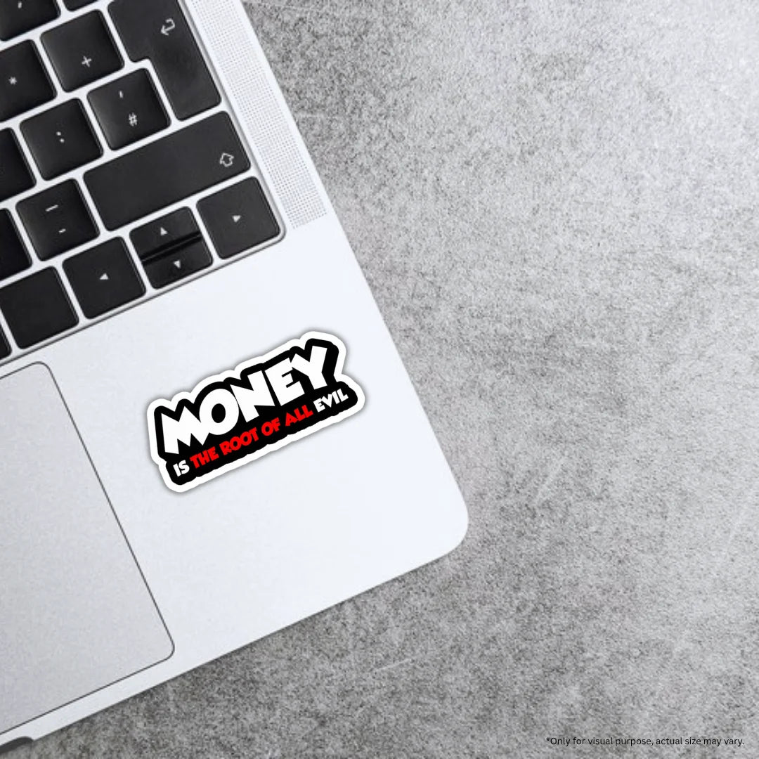 Money Is the Root sticker featuring a bold money and finance-themed design, premium printing, waterproof quality and scratch-resistant finish
