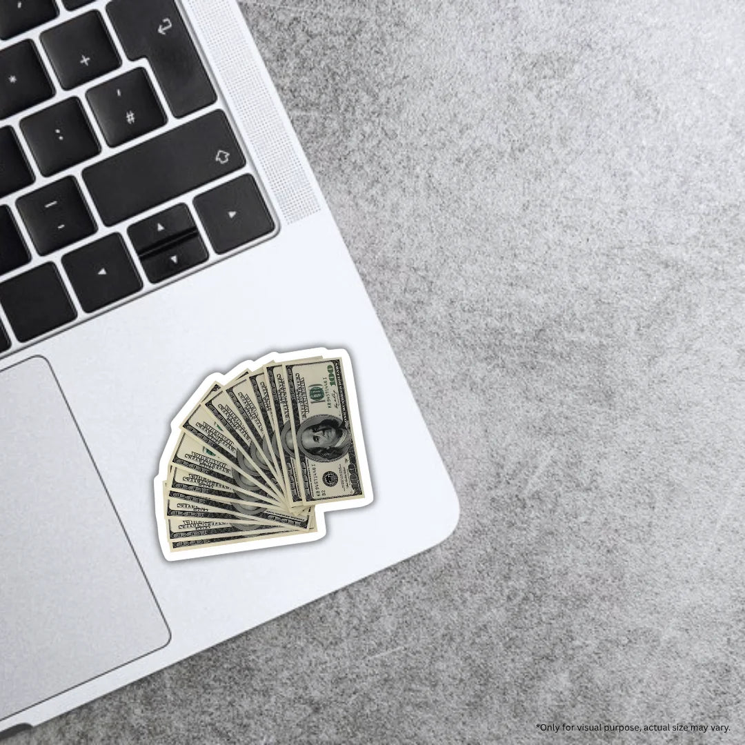 Money sticker featuring a bold financial mindset design, premium printing, waterproof quality and scratch-resistant finish
