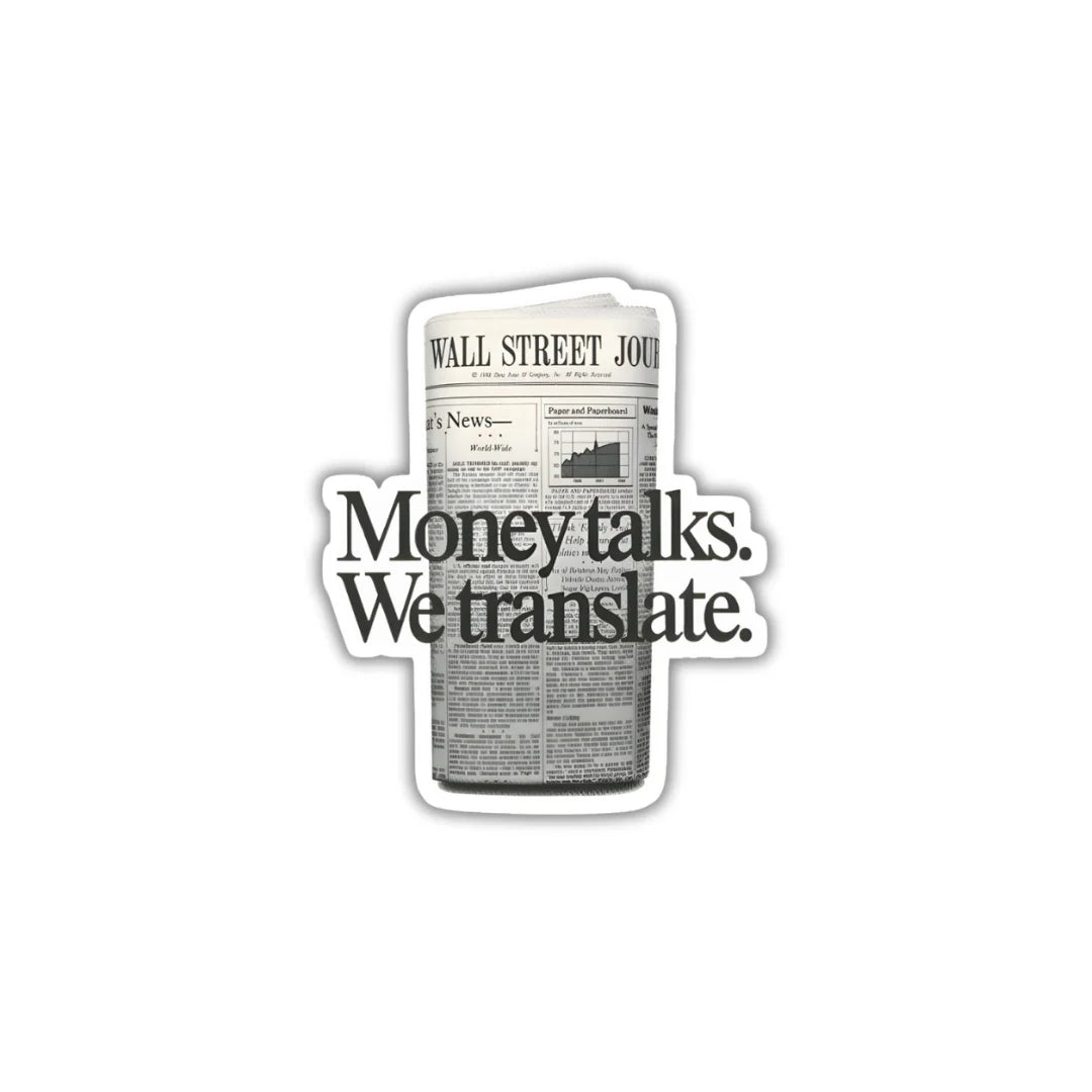 Money Talks design sticker with stylish high-quality printing, durable finish and zero-residue removal by Drache