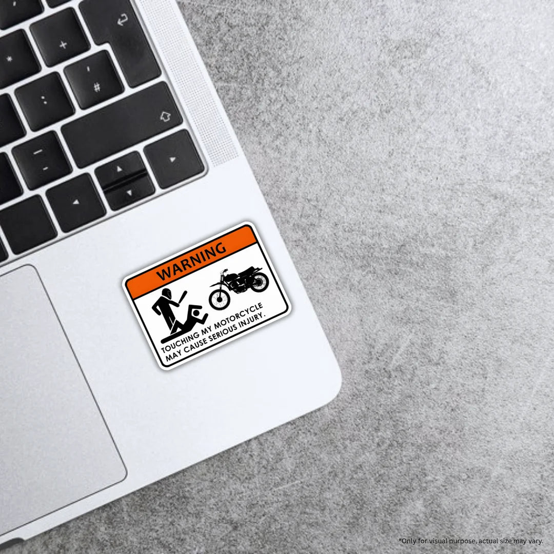 Motorcycle Warning design sticker with stylish high-quality printing, durable finish and zero-residue removal by Drache