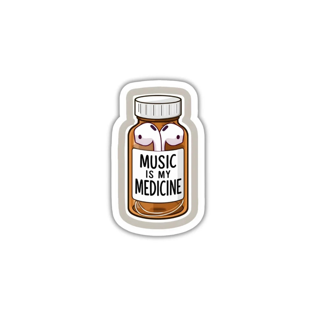 Music Is My Medicine design sticker with crisp high-quality printing, durable finish and zero-residue removal by Drache