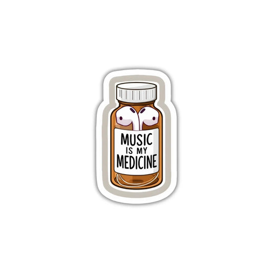 Music Is My Medicine design sticker with crisp high-quality printing, durable finish and zero-residue removal by Drache