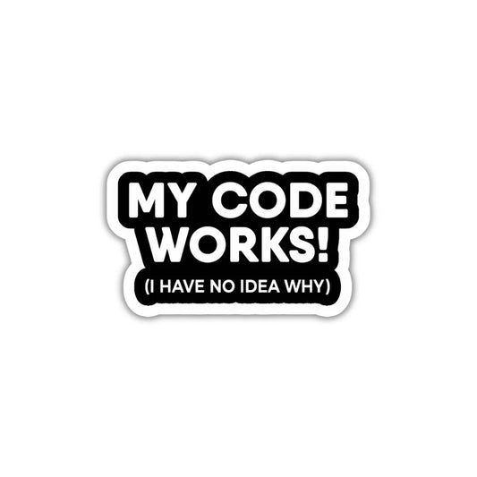 My Code Works programming sticker with crisp high-quality printing, durable finish and zero-residue removal by Drache