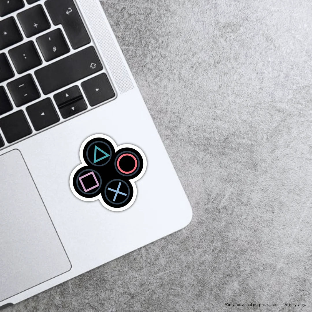 PS Buttons 2 sticker featuring a PlayStation-inspired gaming controller button design, premium printing, waterproof quality and scratch-resistant finish