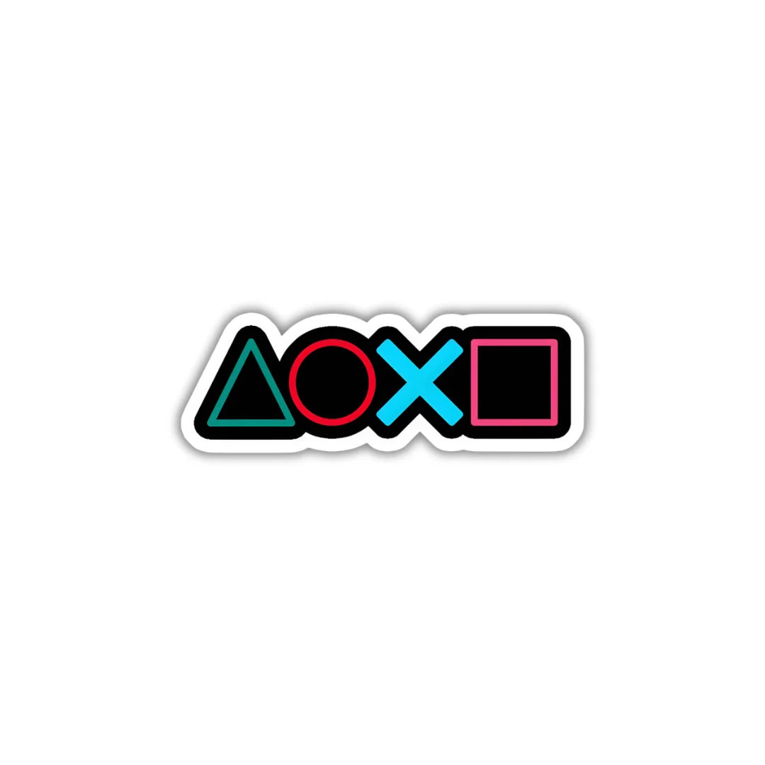 PS Buttons sticker featuring a PlayStation-inspired controller button design, premium printing, waterproof quality and scratch-resistant finish