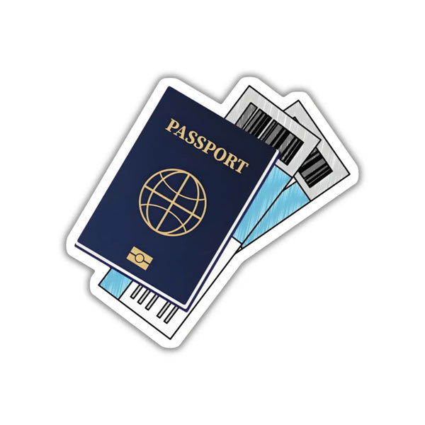 Passport-themed sticker with premium quality, waterproof and scratch-resistant finish by Drache