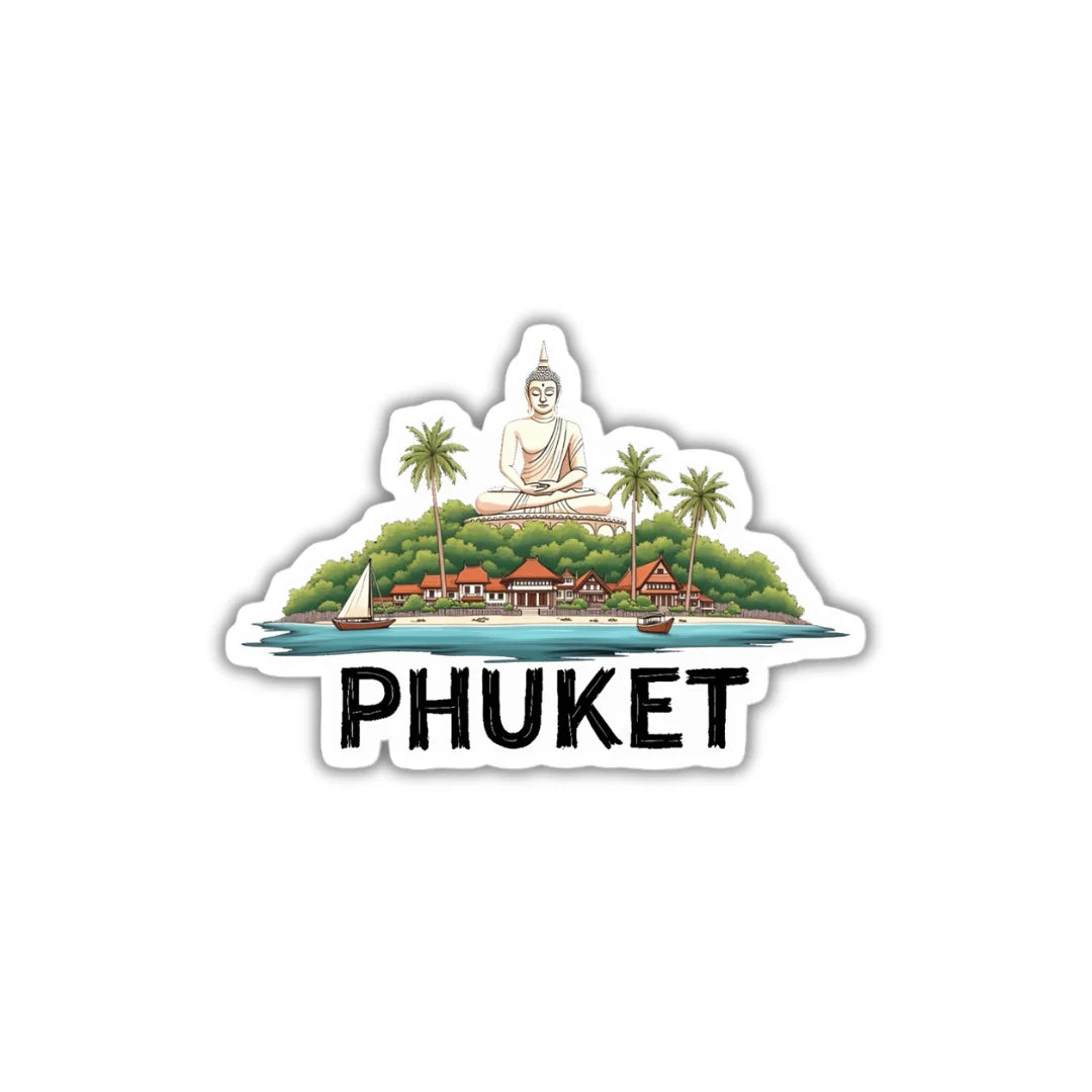Phuket travel design sticker featuring durable finish, high-quality printing and zero-residue removal by Drache