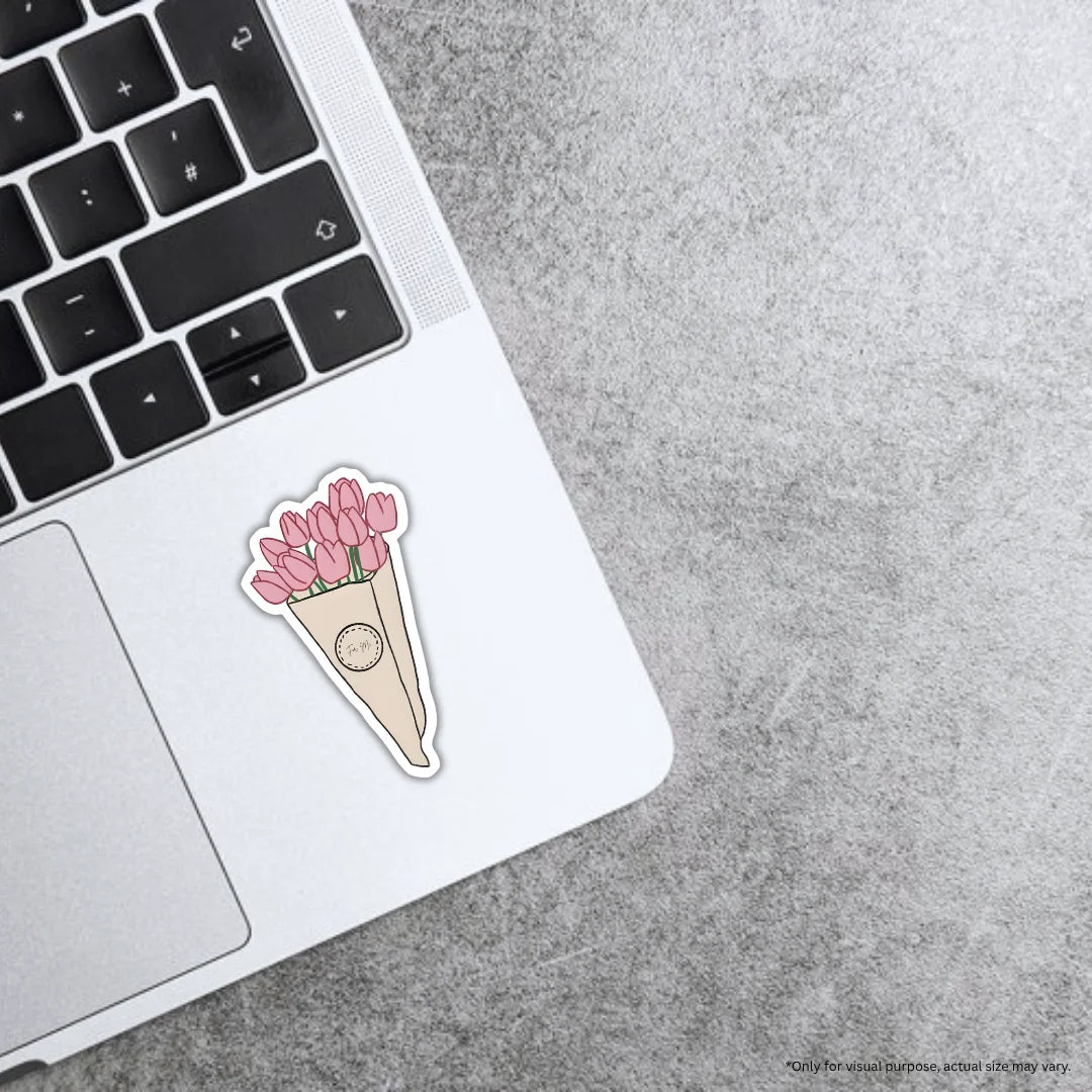 Pink Bouquet sticker featuring a delicate floral aesthetic design, premium printing, waterproof quality and scratch-resistant finish