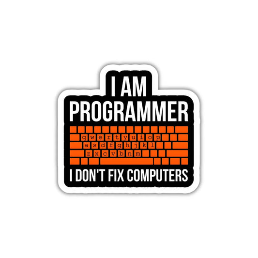 Programmer Not a Mechanic design sticker with durable finish, high-quality printing and zero-residue removal by Drache