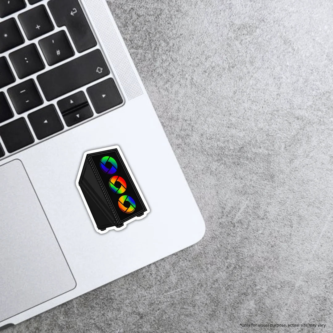 RGB Cabinet sticker featuring a vibrant gaming PC and RGB setup-inspired design, premium printing, waterproof quality and scratch-resistant finish