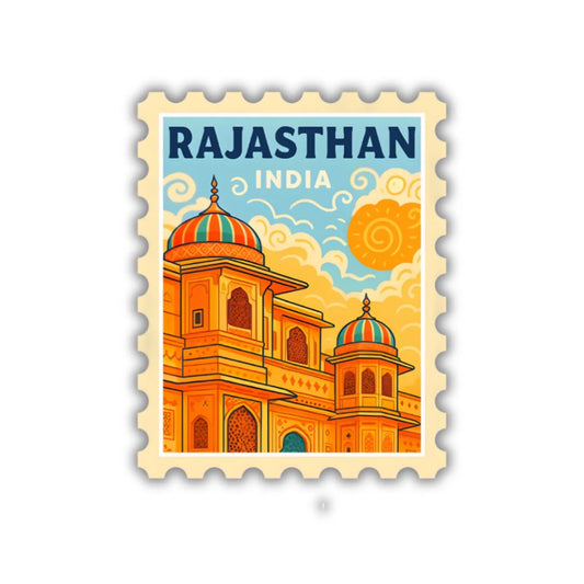Rajasthan Postcard sticker featuring premium printing, waterproof quality and a durable scratch-resistant finish
