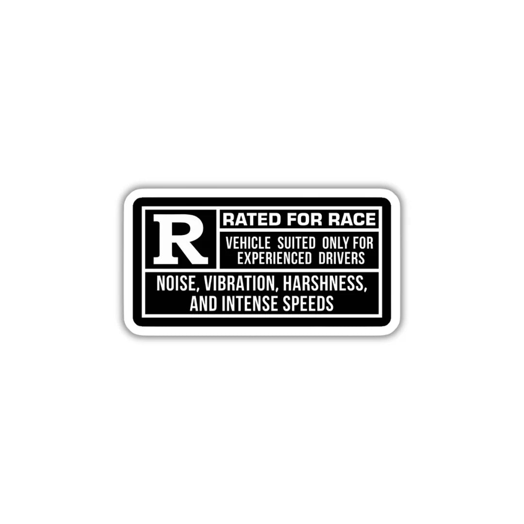 Rated for Race design sticker with stylish high-quality printing, durable finish and zero-residue removal by Drache