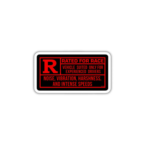 Rated for Race Warning high-quality premium sticker with zero residue by Drache