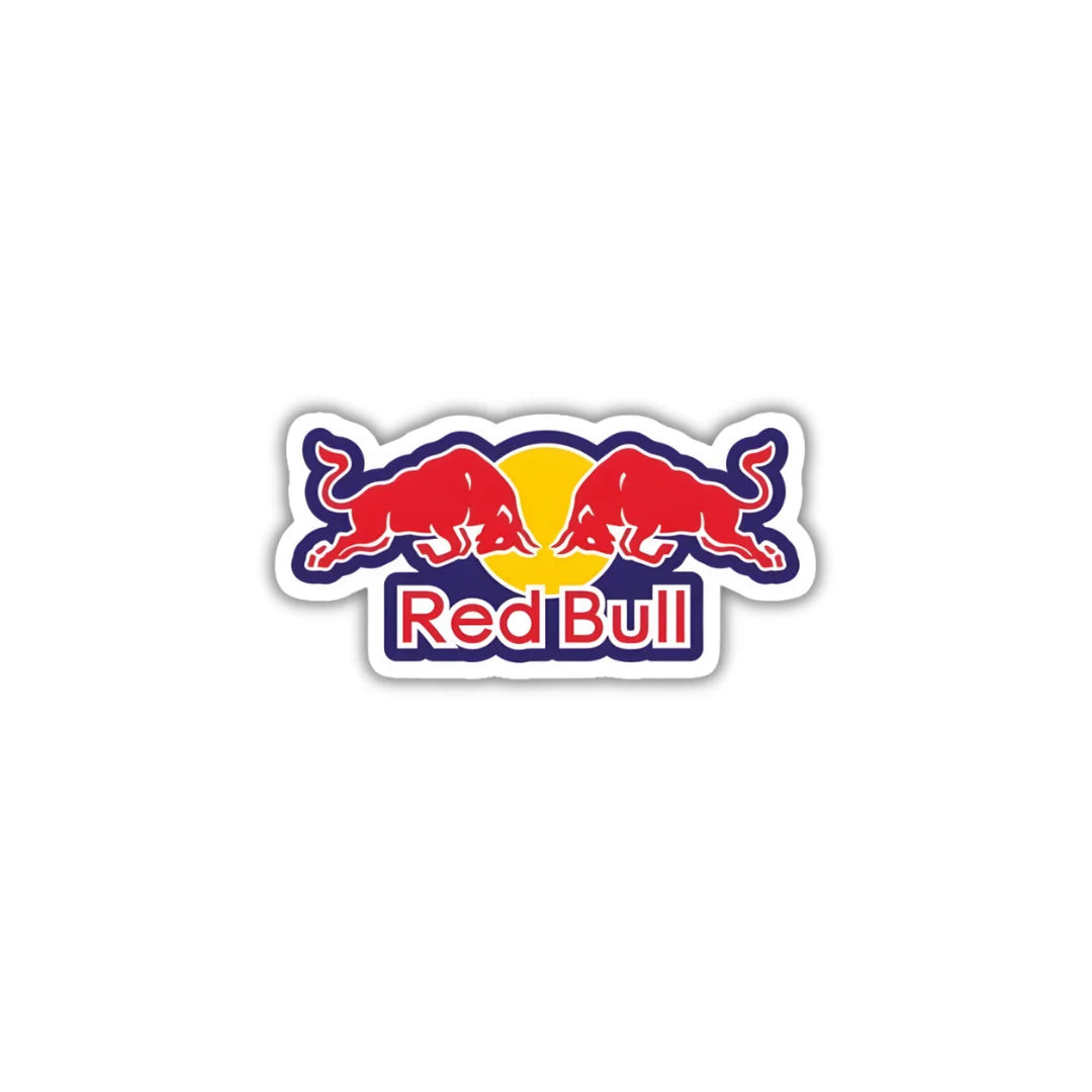 Red Bull Logo design sticker with crisp high-quality printing, durable finish and zero-residue removal by Drache